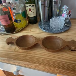 Vintage mid century modern wood divided nut bowls excellent condition